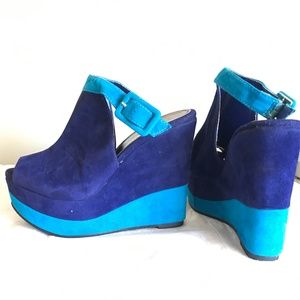Funky Vintage platform wedge, Ankle strap, size 5 New-old stock Frank Moor